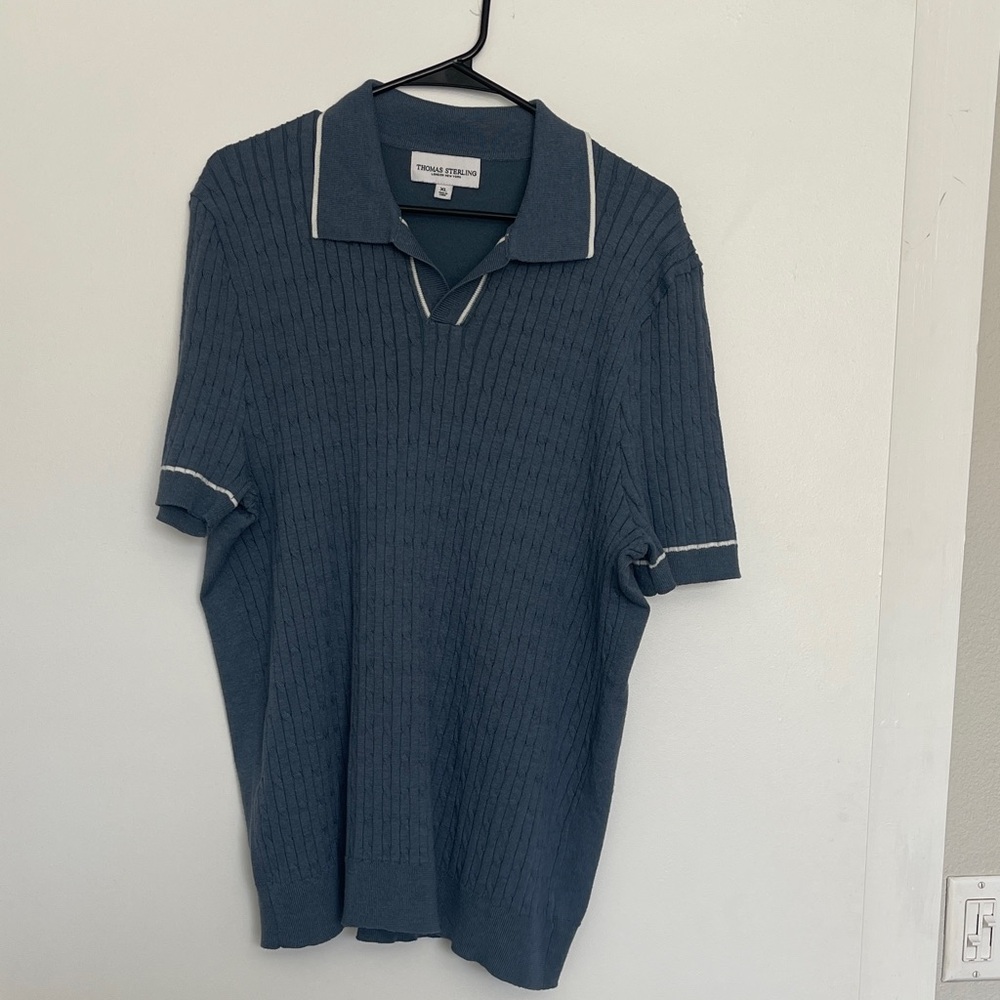 Blue Polo with White Accents